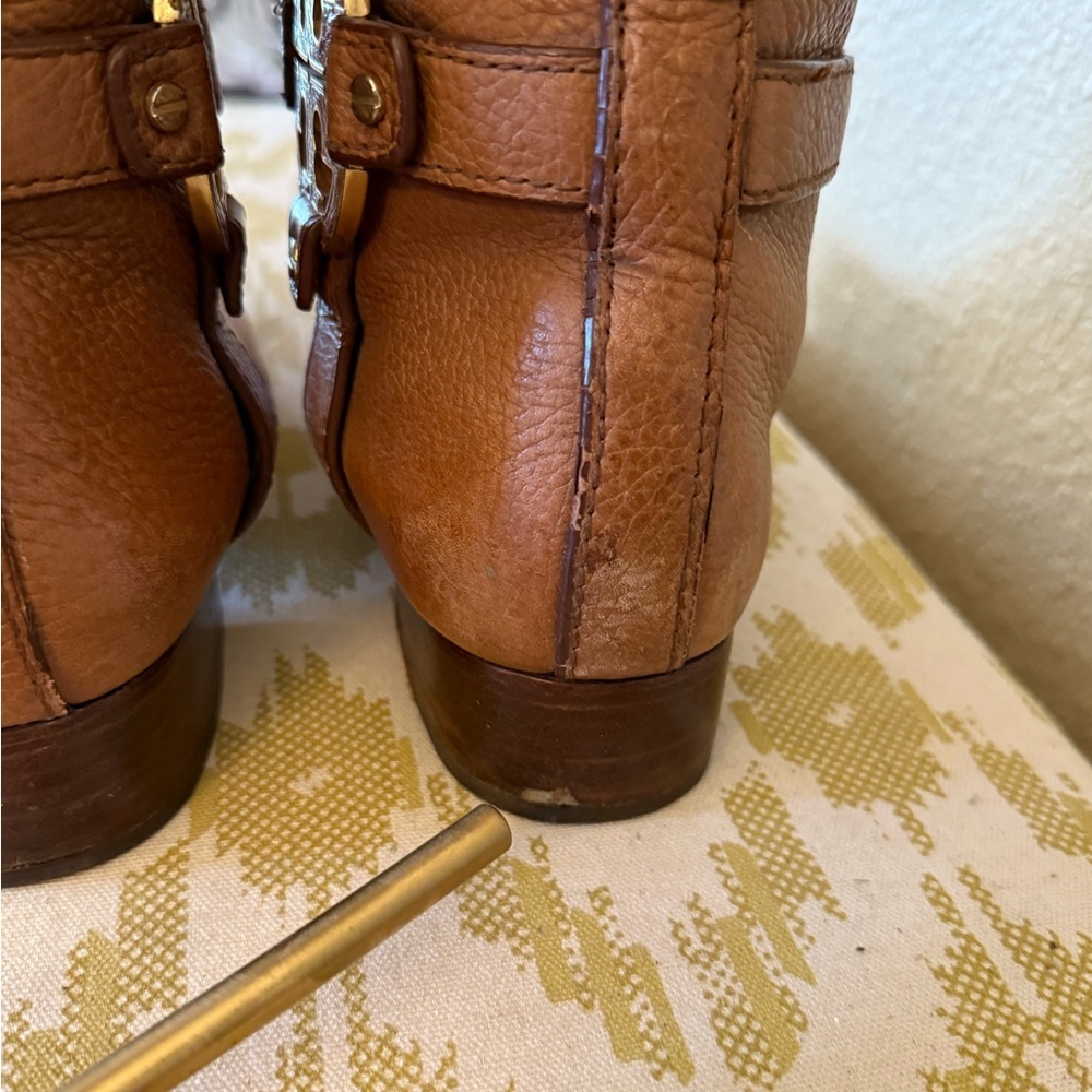 Tory Burch Brown Heeled Boots with Medallion - Picture 8 of 11